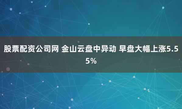 股票配资公司网 金山云盘中异动 早盘大幅上涨5.55%